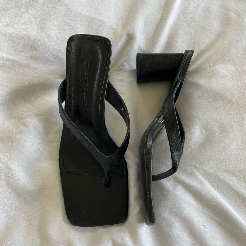 Black Thong Mule Sandals
